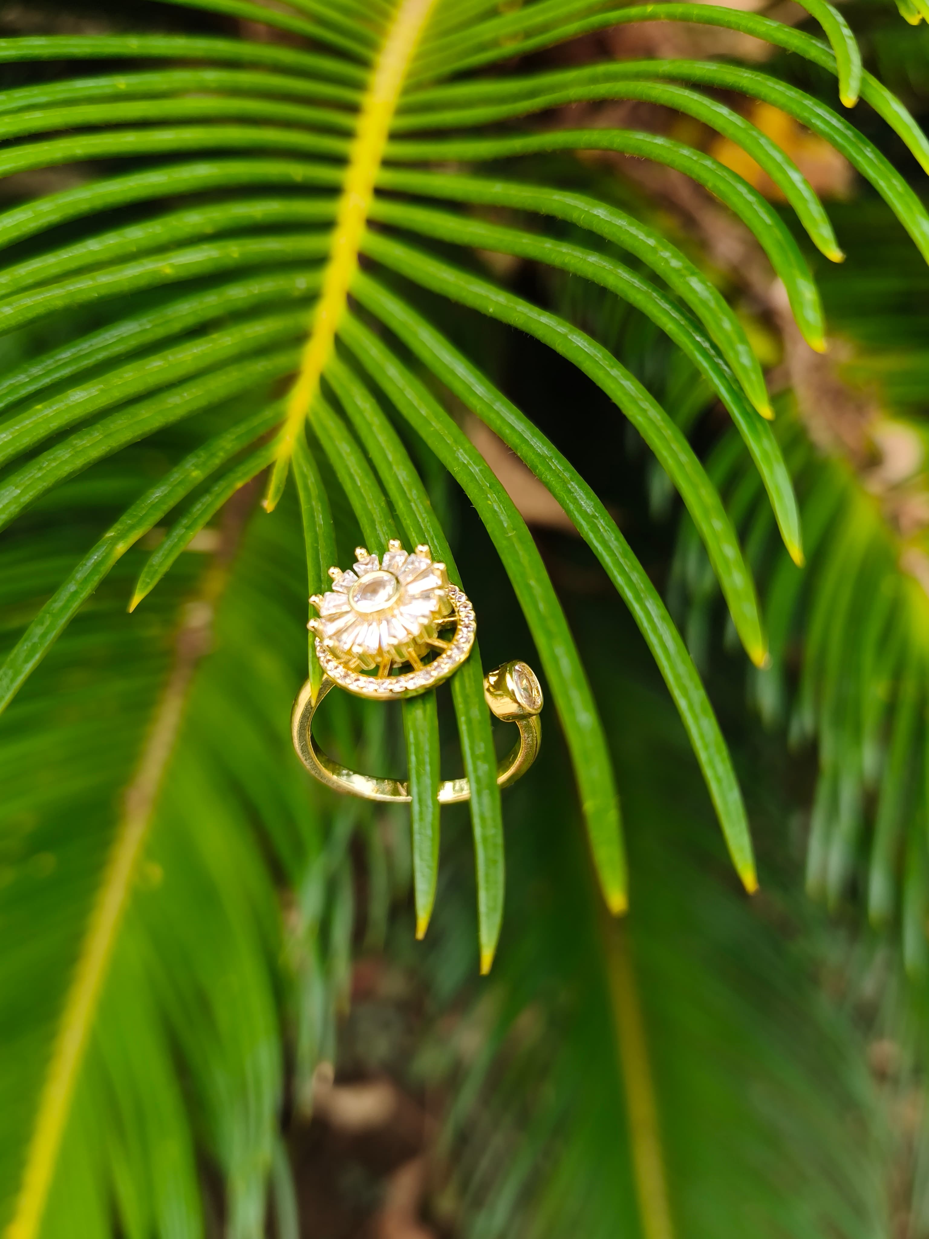 Gold Plated Round Shape Rotatable Adjustable Ring