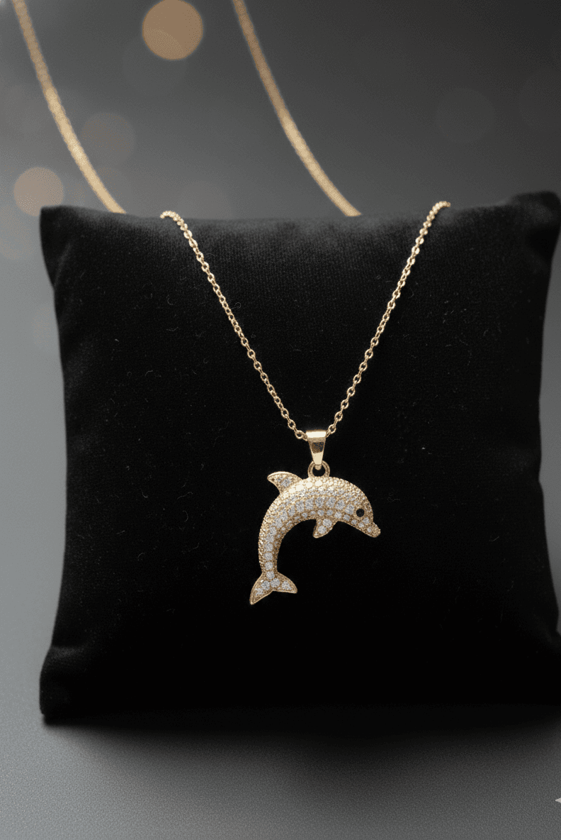 Sparkling Dolphin Pendant Necklace