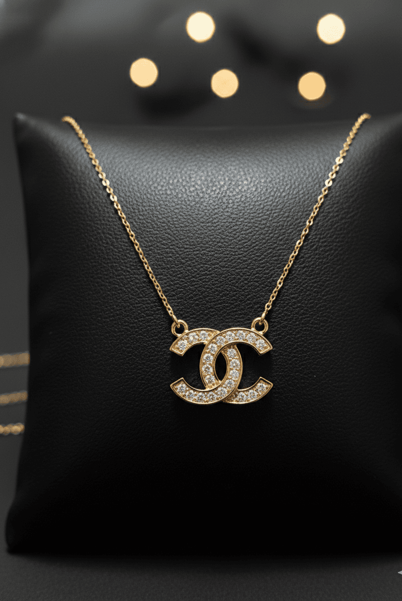 Interlocking C Crystal Pendant Necklace